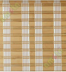 Rollup  mechanism red beige colour stripes pure natural bamboo blind